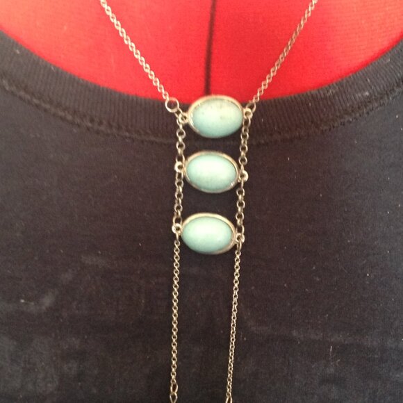 Vintage Faux Turquoise Tassel Pendant/Necklace - Picture 2 of 4